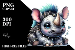 Energetic Punk Baby Rhino PNG Product Image 2