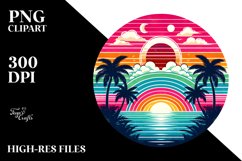Retro Tropical Rainbow Sunset PNG Product Image 2