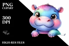 Colorful Baby Hippo | Sublimation | Clipart Product Image 3