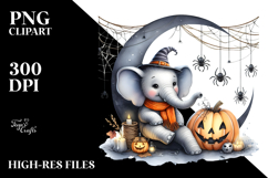 Elephant on Moon Halloween PNG Product Image 2