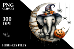 Elephant on Moon Halloween PNG Product Image 2
