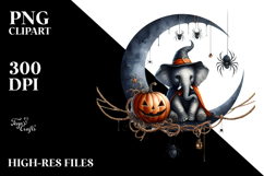 Elephant on Moon Halloween PNG Product Image 2