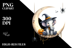 Elephant on Moon Halloween PNG Product Image 2