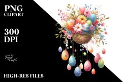 Colorful Flower with Hanging Easter Eggs PNG Product Image 2