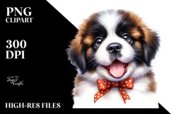Watercolor Cute Saint Bernard, Transparent PNG Product Image 2