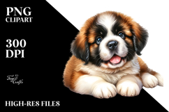Happy Baby Saint Bernard Watercolor PNG Product Image 2