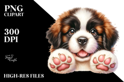 Happy Baby Saint Bernard Watercolor PNG Product Image 2