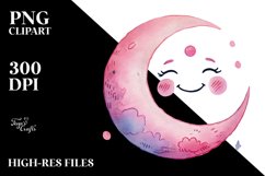 Pinkish Smiling Moon PNG Product Image 2