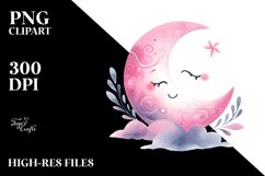 Pinkish Smiling Moon PNG Product Image 2