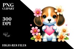 Cute Simple Flower Beagle PNG Product Image 2