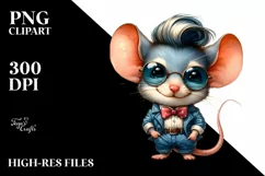 Cute Baby Mouse with Cool Hair PNG Product Image 1
