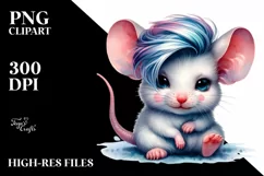 Cute Baby Mouse with Cool Hair PNG Product Image 3