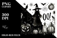 A Washed Retro Halloween Witch PNG Product Image 2