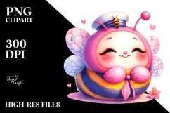 Colorful Baby Bee Cuddling Sailor, PNG Product Image 2