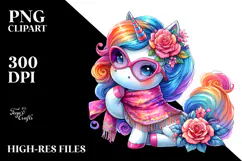 Cute Unicorn Dancing with Cool Haircut PNG Product Image 2