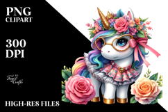 Watercolor Vibrant Drawing of Cute Unicorn PNG Product Image 2