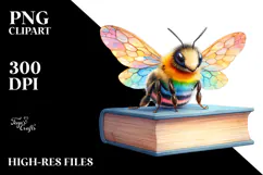 Colorful Baby Bee on Book, PNG Product Image 2