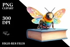 Colorful Baby Bee on Book, PNG Product Image 3