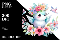 Cute Hummingbird Pastel Colors Watercolor | Clipart Product Image 2