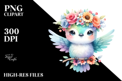 Cute Hummingbird Pastel Colors Watercolor | Clipart Product Image 2