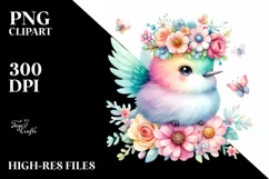 Cute Hummingbird Pastel Colors Watercolor | Clipart Product Image 1