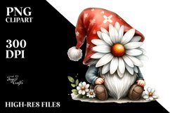 Cute Gnome with Large Daisy PNG Product Image 2
