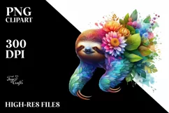 Vibrant Watercolor Sloth PNG Product Image 3