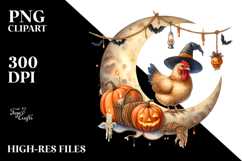 Chicken on Moon Halloween PNG Product Image 2