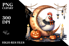 Chicken on Moon Halloween PNG Product Image 2