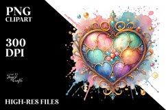 Colorful Hearthglass on Splashy Background PNG Product Image 2