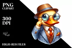 Vibrant Cute Duck Smiling Watercolor Clipart Product Image 1