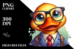 Vibrant Cute Duck Smiling Watercolor Clipart Product Image 1