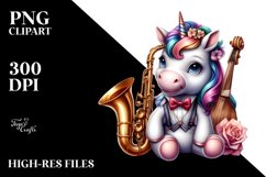 Colorful Baby Unicorn Jazz Club PNG Product Image 3