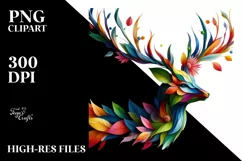 Vibrant Watercolor Deer PNG Product Image 3