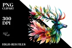 Vibrant Watercolor Deer PNG Product Image 1