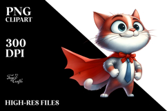 Goofy Cat with Superhero Cape, Transparent PNG Product Image 2