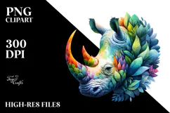 Abstract Rhino Illustration, High-Quality PNG Product Image 2