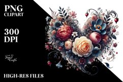 Floral Heart, Digital Watercolor PNG Product Image 2