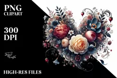 Floral Heart, Digital Watercolor PNG Product Image 2