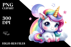 Cute Baby Unicorn Watercolor PNG Product Image 2