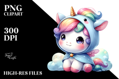 Cute Baby Unicorn Watercolor PNG Product Image 2
