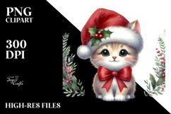 Christmas Cat with Santa Hat, PNG Product Image 2