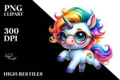 Cute Baby Unicorn with Cool Haircut PNG Product Image 2