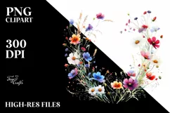 Vibrant Wild Flowers | Sublimation | Clipart Product Image 1