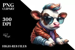 Cute Baby Cow Sitting PNG Product Image 1