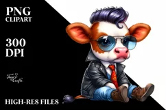 Cute Baby Cow Sitting PNG Product Image 1