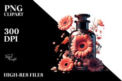 Glossy Bottle with Large Gerbera | Clipart Product Image 1