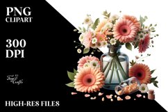 Glossy Bottle with Large Gerbera | Clipart Product Image 1