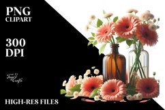 Glossy Bottle with Large Gerbera | Clipart Product Image 3