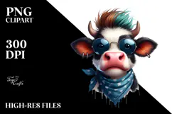 Cool Cow with Expressive Face, Vibrant PNG Product Image 2